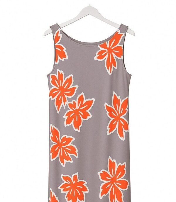 Vestido punto seda gris y naranja